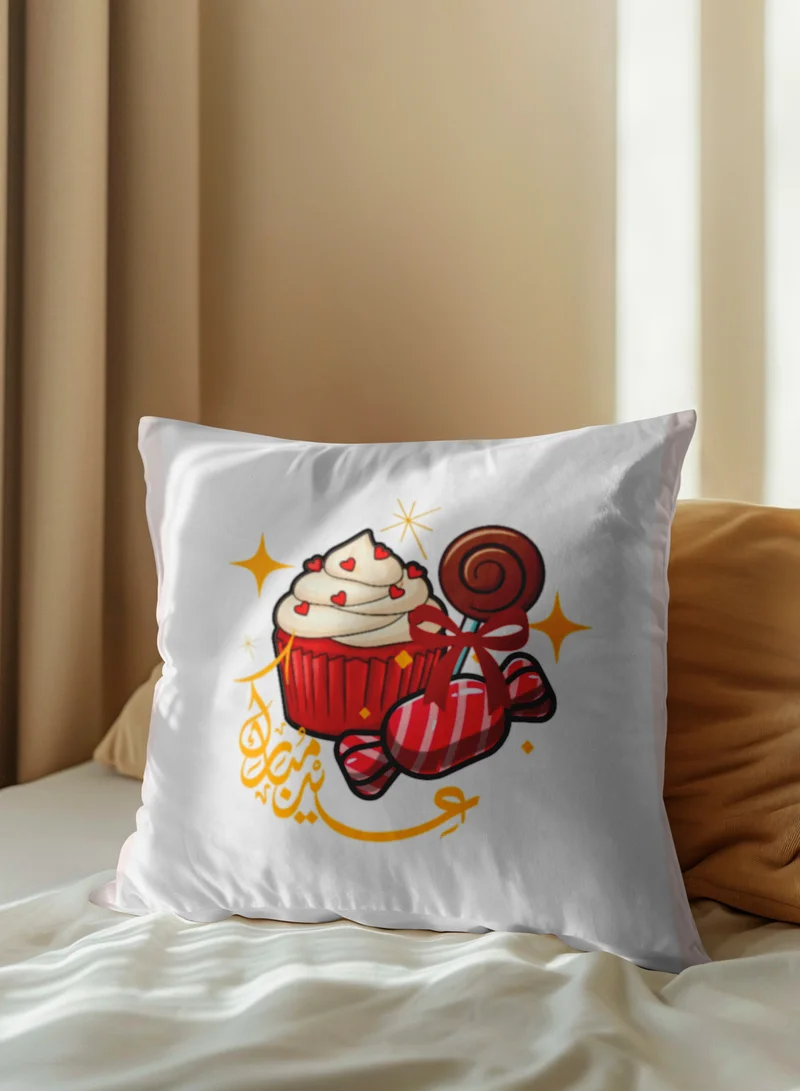LOWHA Polyester Pillowcase Cushion Cover with Eid Mubarak Design